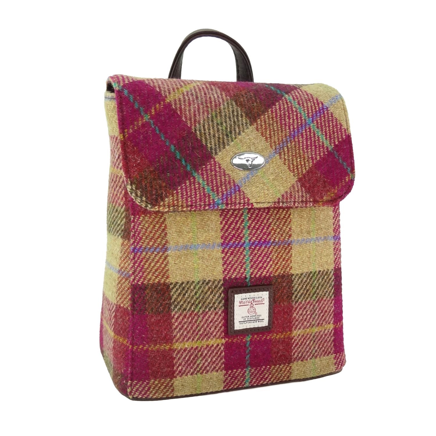 Glen Appin Tummel Mini Backpack with Harris Tweed (Burgundy & Sand Tartan)