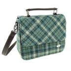 Harris Tweed Thurso Square Mini Satchel Bag Blue & Mint Green | Harris Tweed Scotland