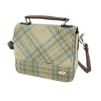Harris Tweed Thurso Square Mini Satchel Bag Beige Blue & Brown | Harris Tweed Scotland
