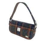 Duchray Baguette Bag with Harris Tweed Navy Blue & Orange Check Fabric - COL127 | Harris Tweed Scotland