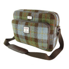 Bowmont Messenger Laptop Bag with Harris Tweed  Blue, Brown & Green Check Fabric - COL15 | Harris Tweed Scotland