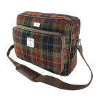 Bowmont Messenger Laptop Bag with Harris Tweed Navy Blue, Green & Burgundy Check Fabric - COL59 | Harris Tweed Scotland