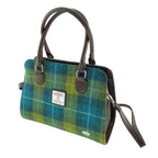 Findhorn Classic Handbag with Harris Tweed Blue & Lime Yellow Check Fabric - COL114 | Harris Tweed Scotland