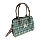 Findhorn Classic Handbag with Harris Tweed Blue & White Check Fabric - COL121 | Harris Tweed Scotland
