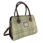 Findhorn Classic Handbag with Harris Tweed Beige & Green Check Fabric - COL132 | Harris Tweed Scotland