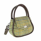 Glen Appin Harris Tweed Buchan Round Mini Handbag Beige, Yellow & Green - COL149 | Harris Tweed Scotland