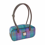 Glen Appin Harris Tweed ‘Tora’ Shoulder Bag (Green & Purple Tartan)