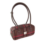 Glen Appin Harris Tweed ‘Tora’ Shoulder Bag (Burgundy & Pink Stewart Tartan)