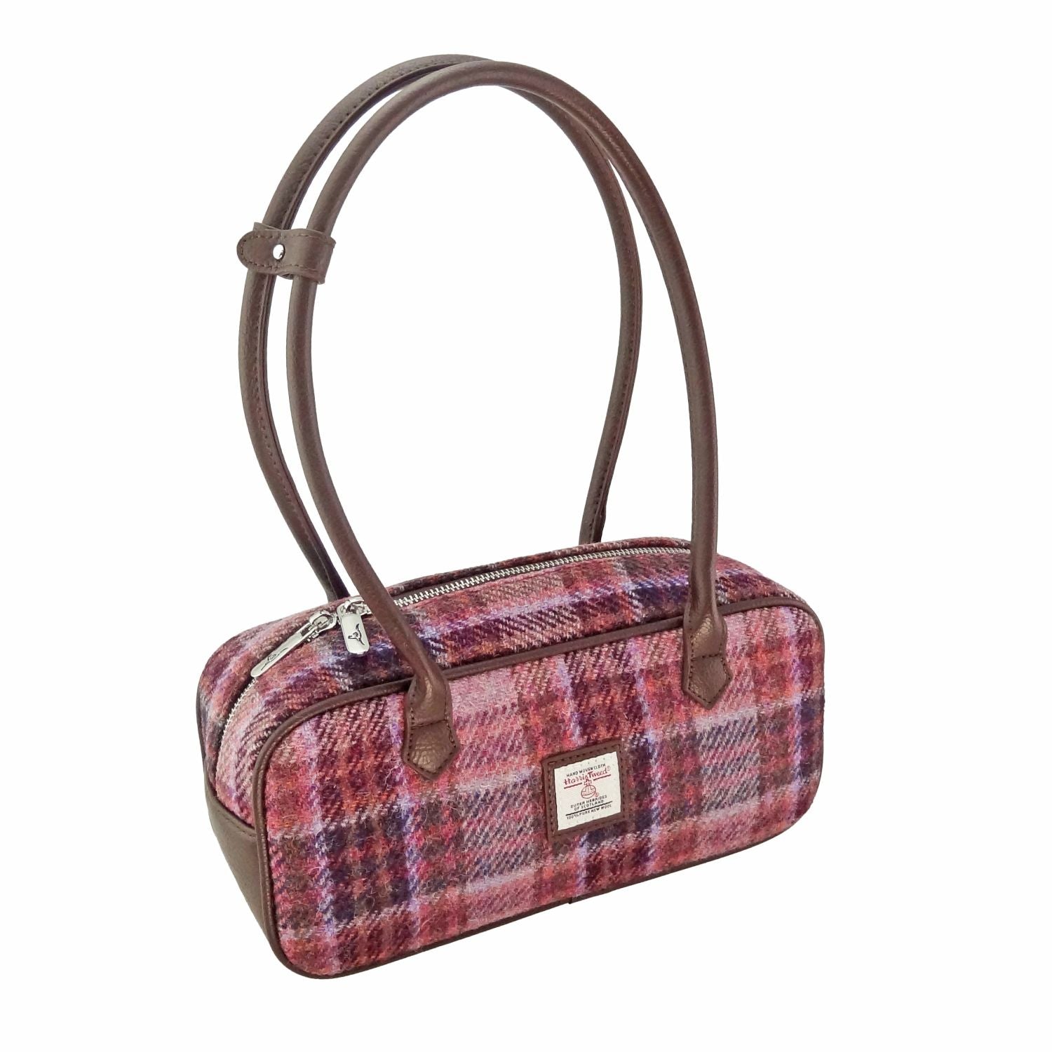 Glen Appin Harris Tweed ‘Tora’ Shoulder Bag (Pink/Burgundy Check)
