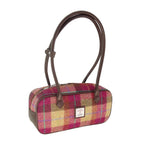 Glen Appin Harris Tweed ‘Tora’ Shoulder Bag (Burgundy & Sand Tartan)