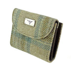 Jura Short Purse  with Harris Tweed Beige & Mint Green Check Fabric - COL132 | Harris Tweed Scotland