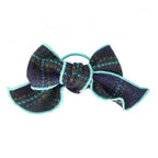Glen Appin Harris Tweed Tartan Bow with Clip (Blue with Turquiose Overcheck)