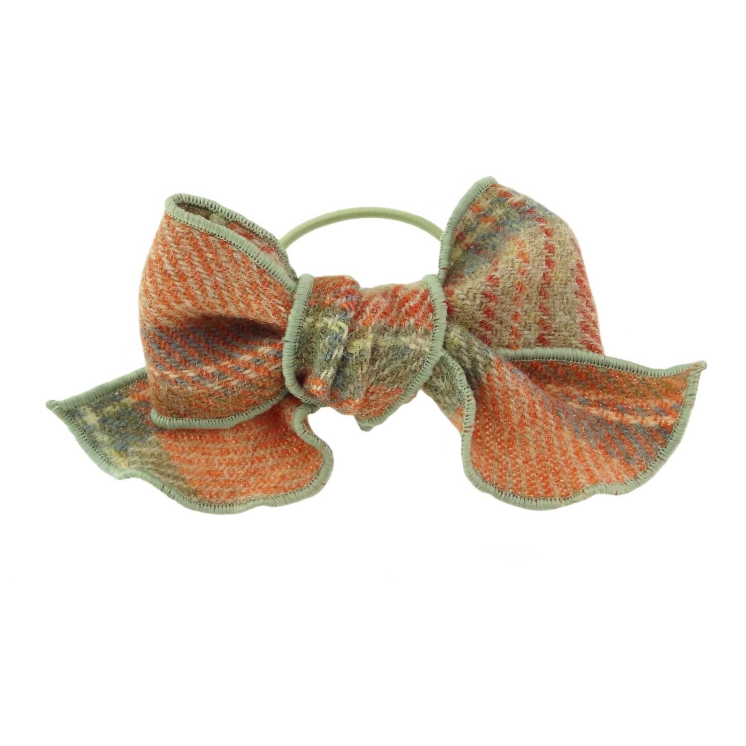 Harris Tweed Tartan Bow with Clip (Pale Orange Stewart Tartan)