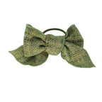 Glen Appin Harris Tweed Tartan Bow with Clip (Green Herringbone with Overcheck)