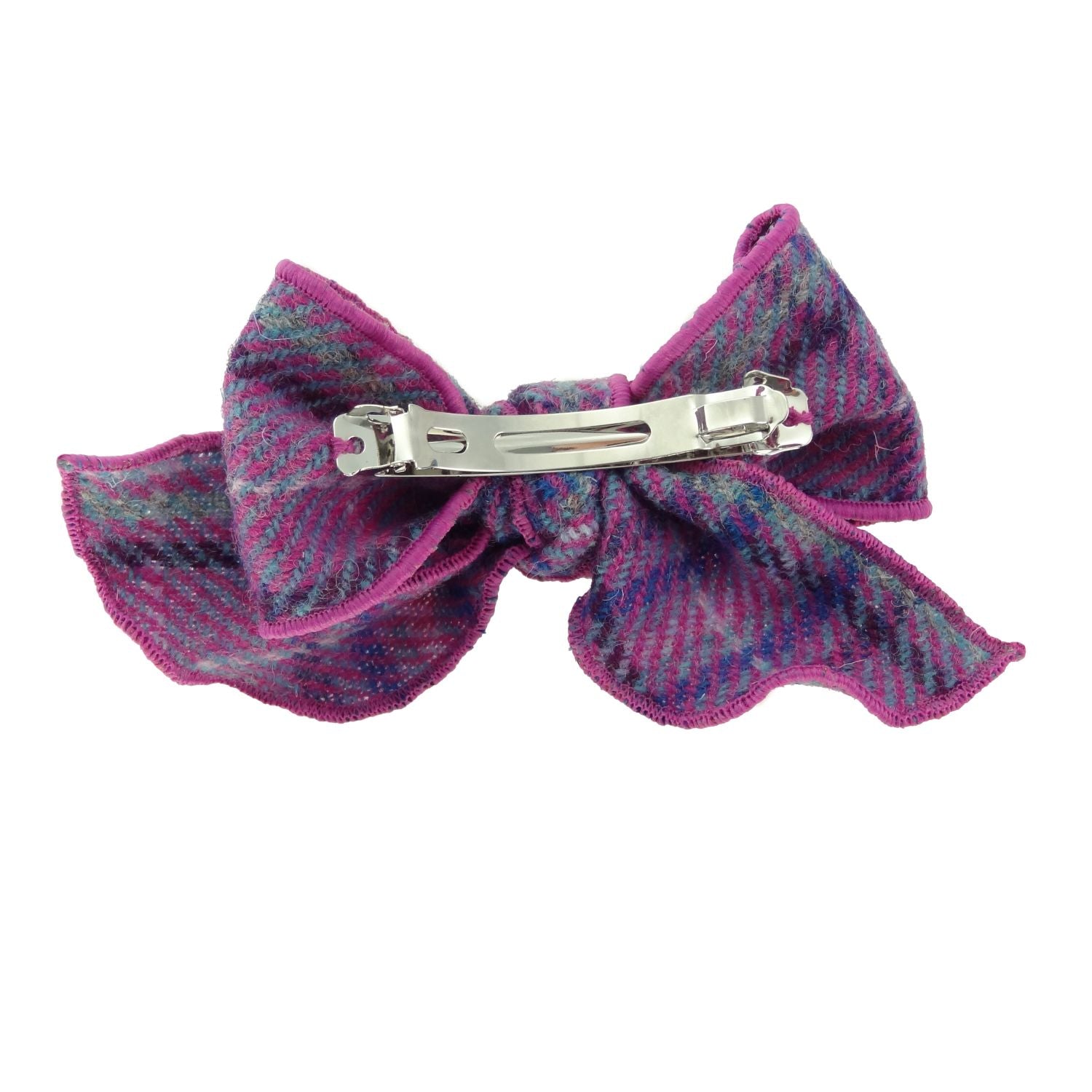 Harris Tweed Tartan Bow with Clip (Purple & Mint Check)