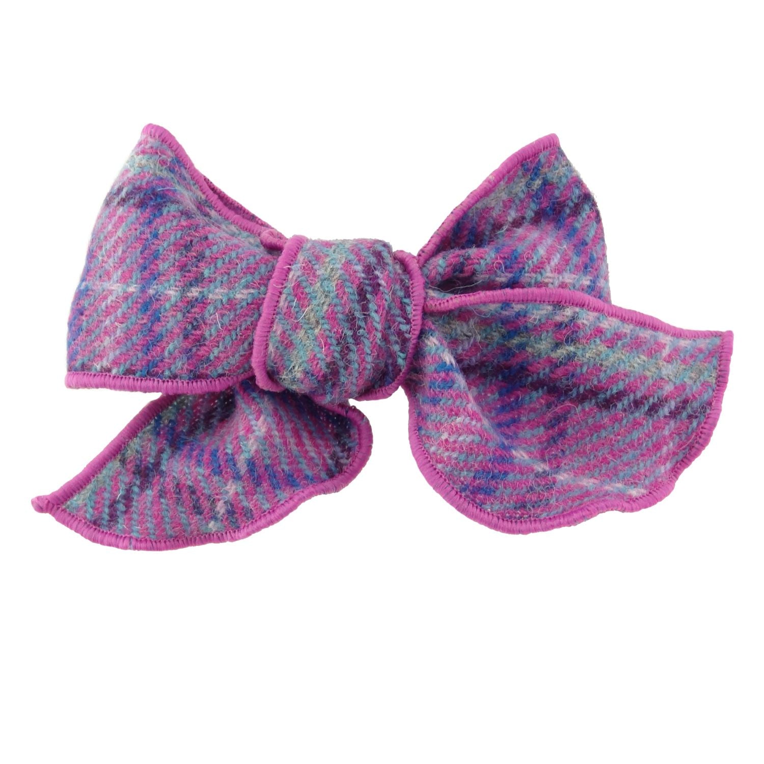 Harris Tweed Tartan Bow with Clip (Purple & Mint Check)