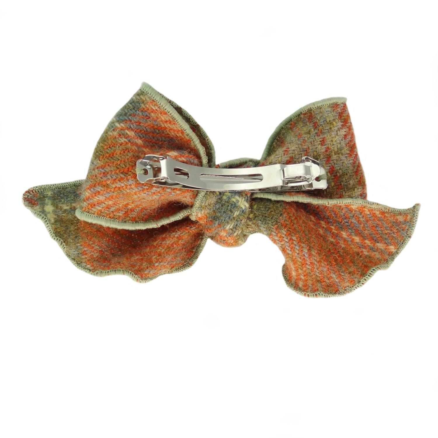 Harris Tweed Tartan Bow with Clip (Pale Orange Stewart Tartan)