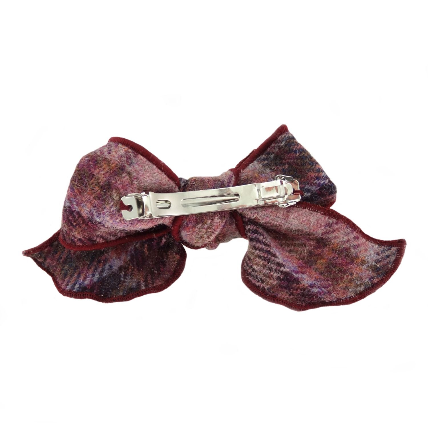 Harris Tweed Tartan Bow with Clip (Pink/Burgundy Check)