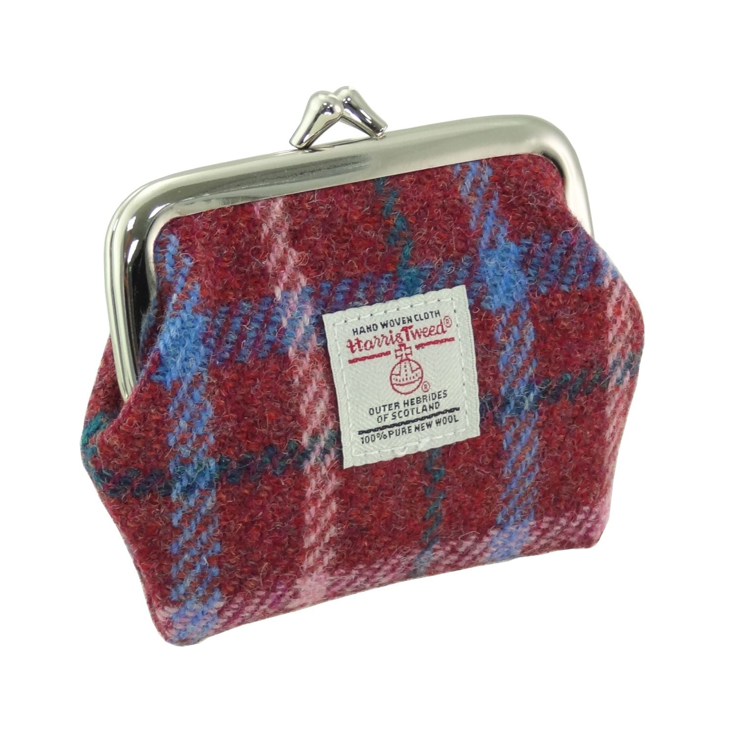 Harris Tweed Eigg Small Clasp Purse Purple, Blue & Burgundy Check - COL151
