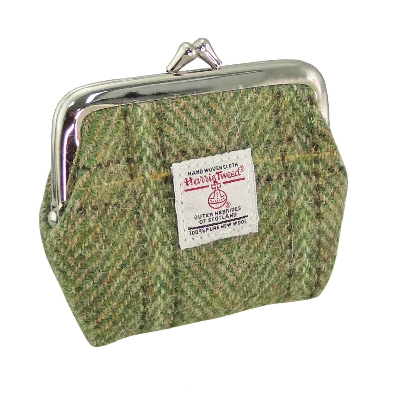 Harris Tweed Scotland Eigg Small Clasp Purse Green Herringbone with Overcheck | Harris Tweed Scotland
