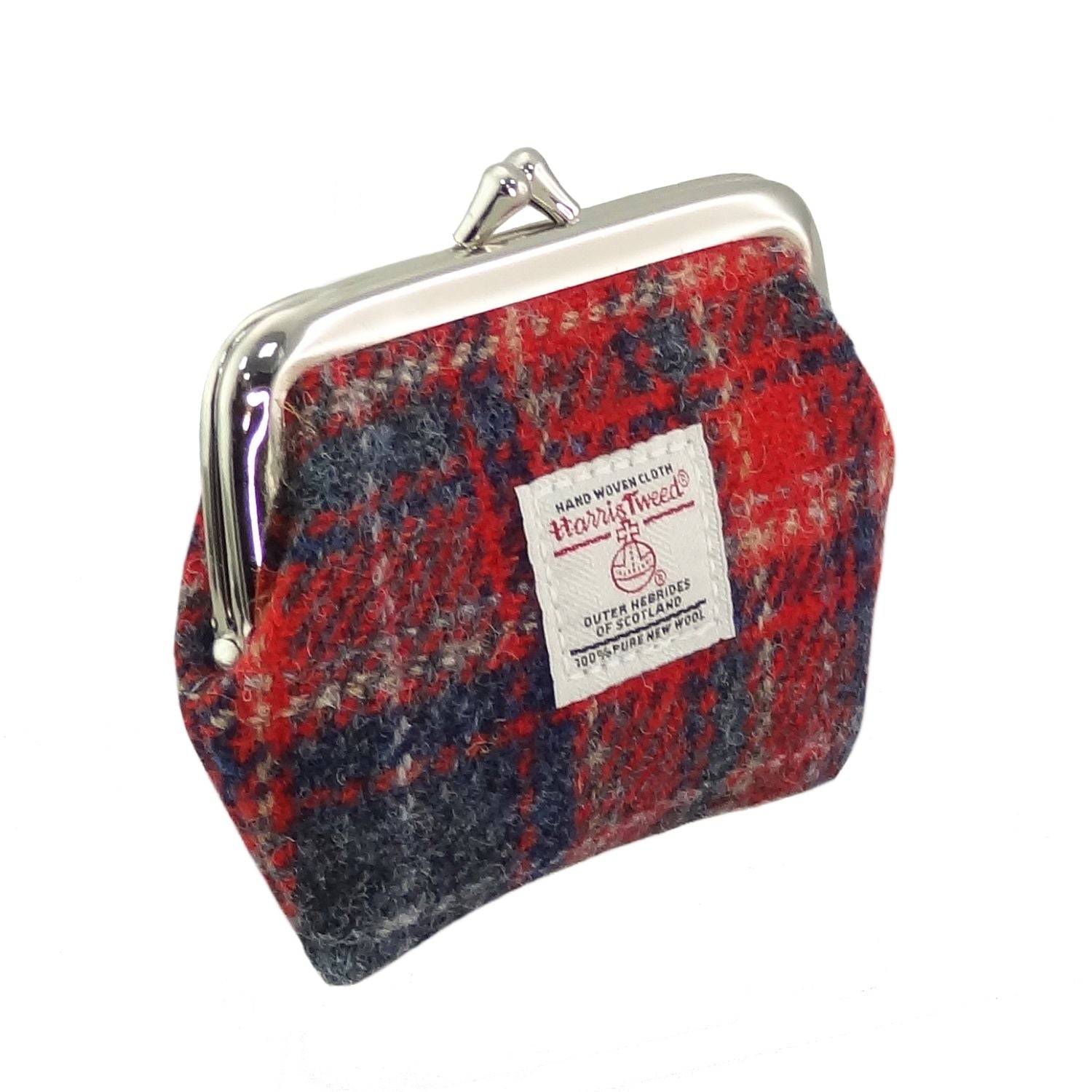 Harris Tweed Scotland Eigg Small Clasp Purse Red & Grey Tartan | Harris Tweed Scotland