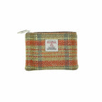 Eriskay Small Zip Pouch with Harris Tweed Beige & Orange Check Fabric - COL148 | Harris Tweed Scotland