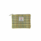 Eriskay Small Zip Pouch with Harris Tweed Beige, Green & Yellow Check Fabric - COL149 | Harris Tweed Scotland