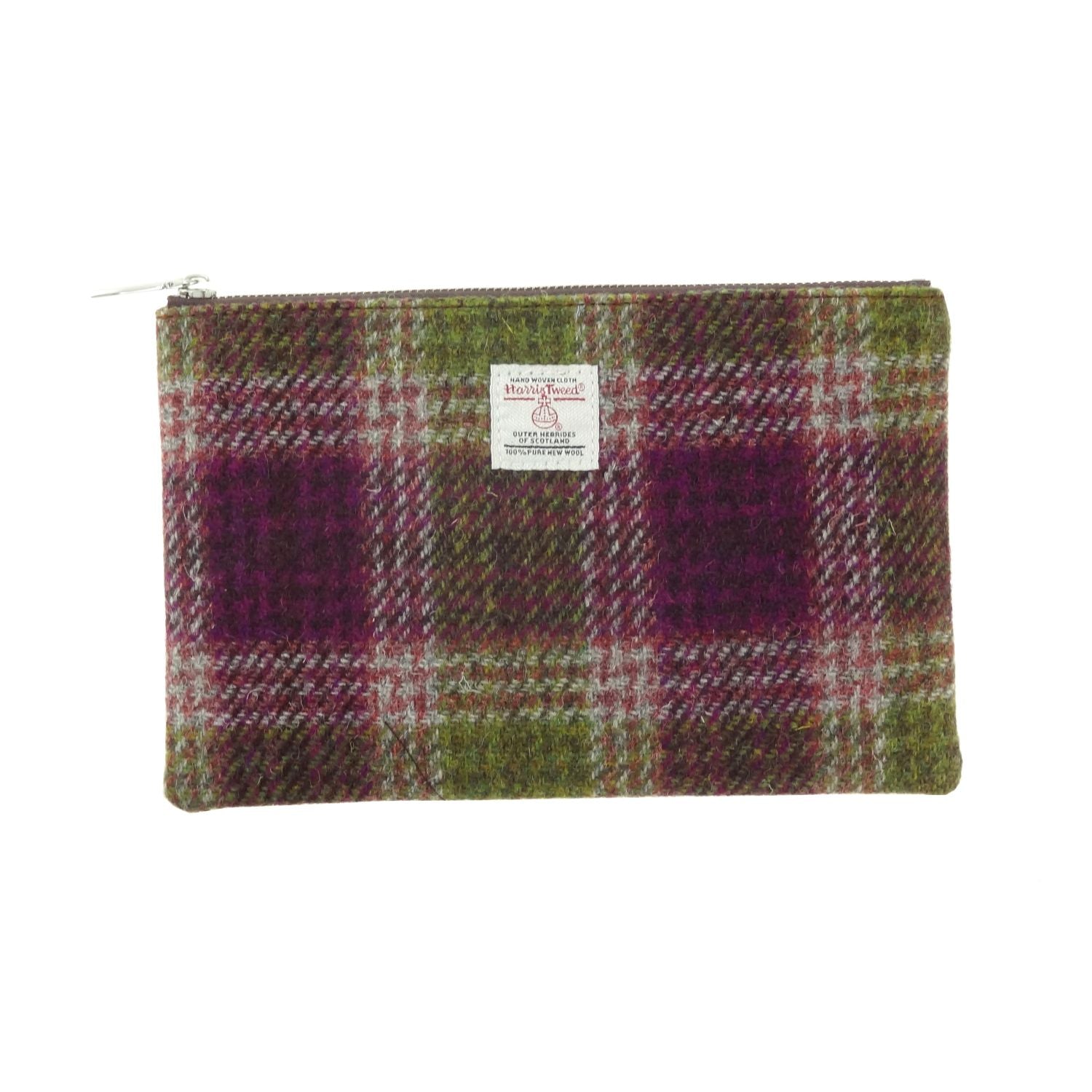 Harris Tweed Scotland Medium Zip Pouch (Heather Check)