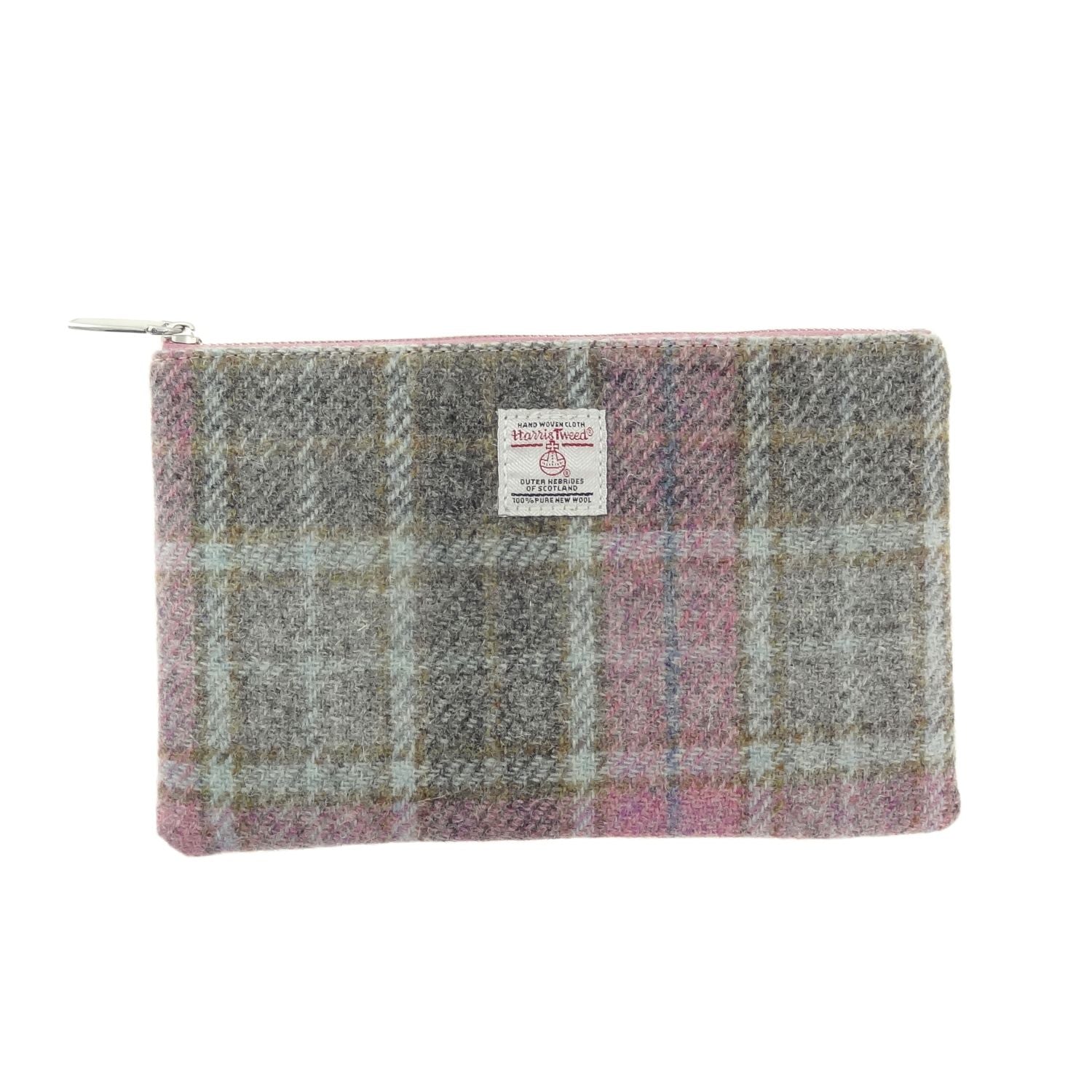 Harris Tweed Scotland Medium Zip Pouch Faded Green Stewart – Image 5 | Harris Tweed Scotland