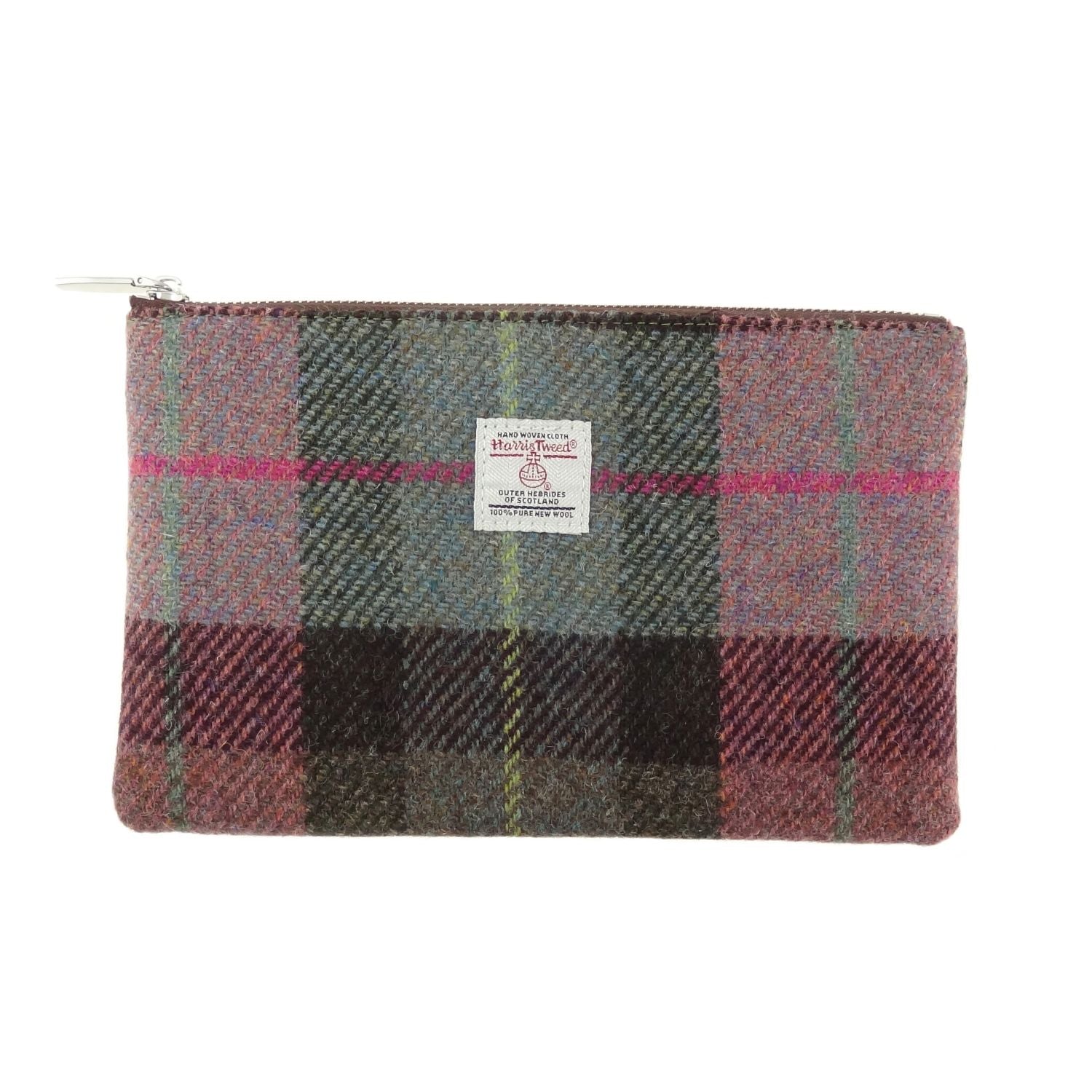 Harris Tweed Scotland Medium Zip Pouch Faded Green Stewart – Image 3 | Harris Tweed Scotland