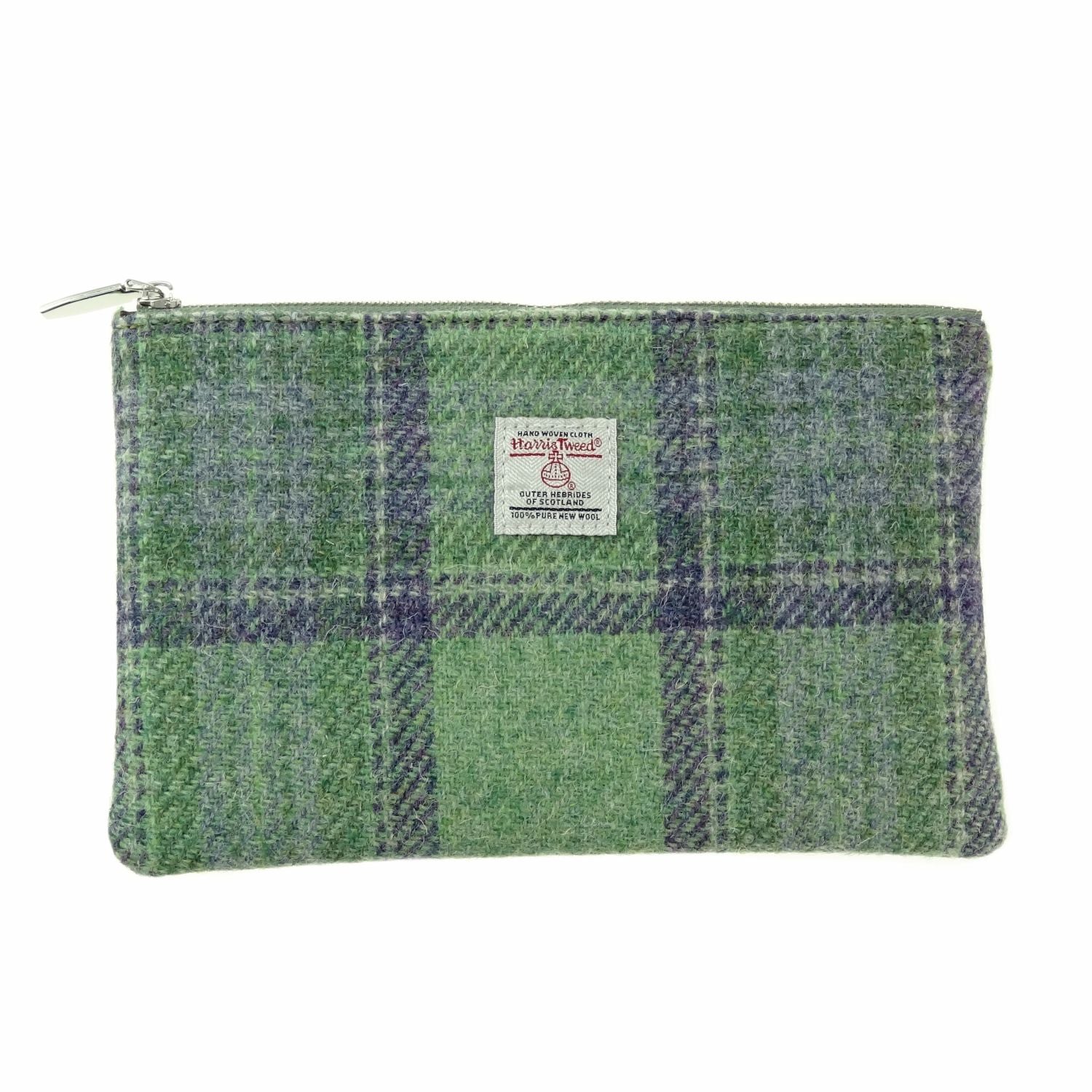 Harris Tweed Scotland Medium Zip Pouch Faded Green Stewart | Harris Tweed Scotland