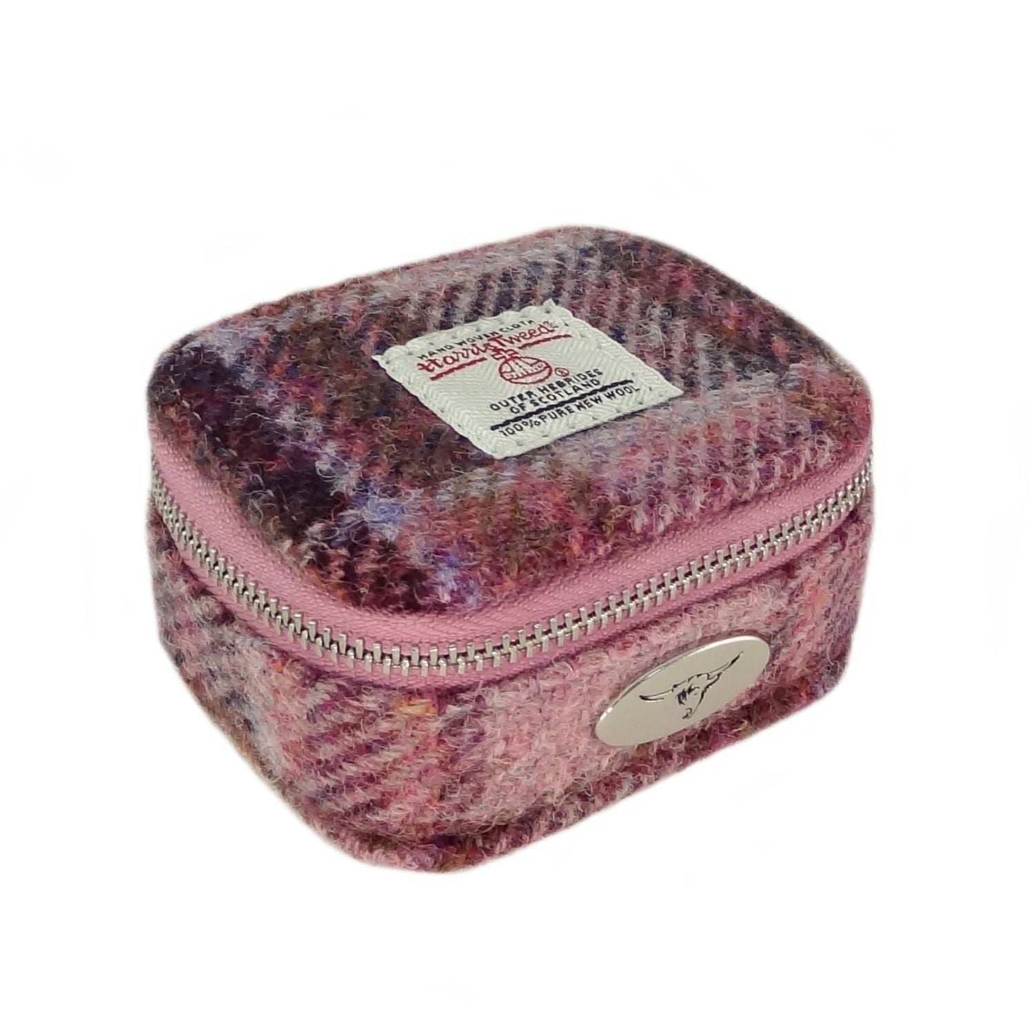 Harris Tweed Jewellery Box in (Pink/Burgundy Check)