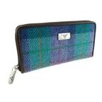 Harris Tweed Staffa Long Zip Purse Blue & Purple | Harris Tweed Scotland