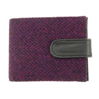 Harris Tweed Barra Wallet with Coin Section Purple & Black Check - COL67 | Harris Tweed Scotland