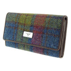 Tiree Purse with ID Window & Harris Tweed Blue, Purple & Green Check Fabric - COL46 | Harris Tweed Scotland