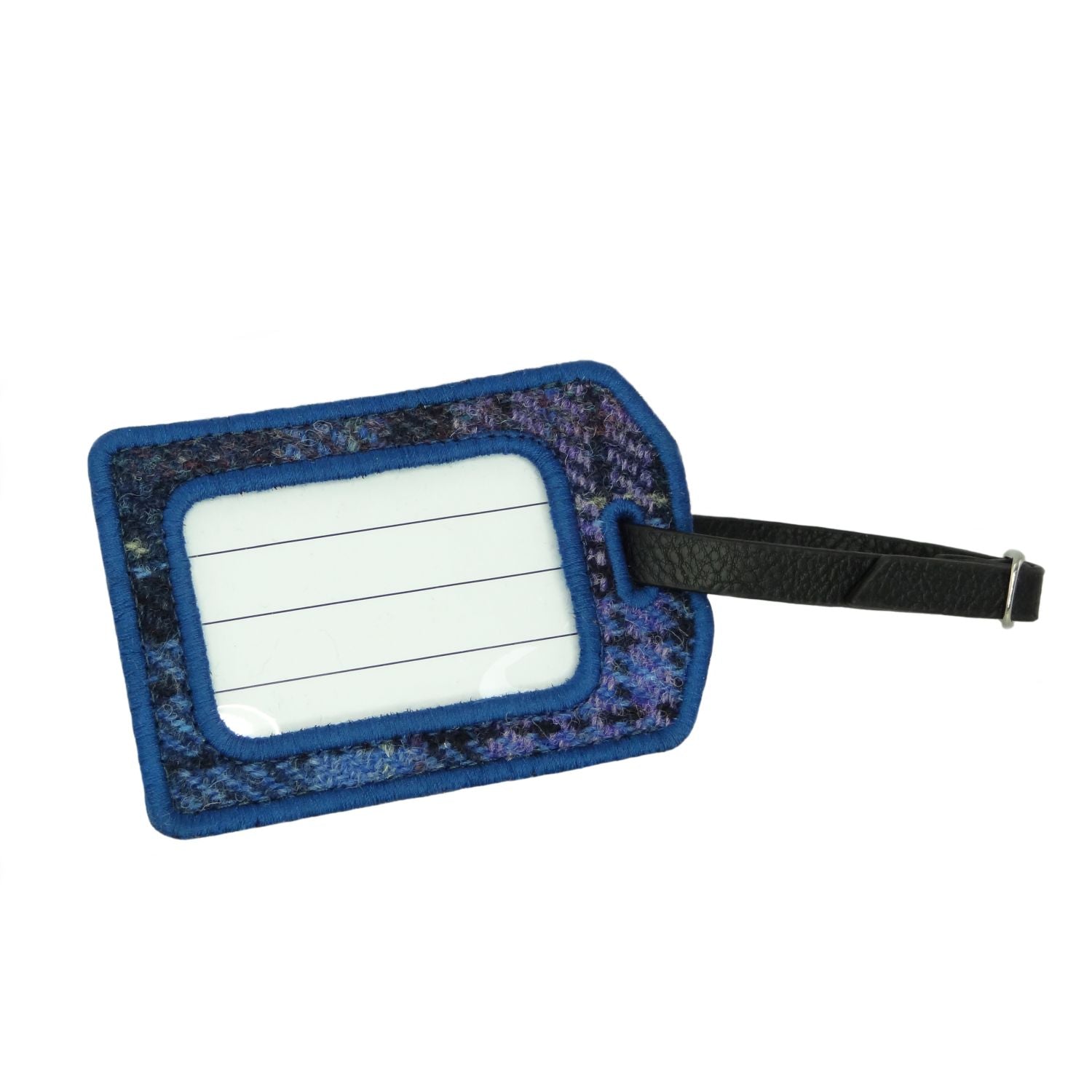 Harris Tweed Scotland Luggage Tag in Purple & Mint Check – Image 2 | Harris Tweed Scotland