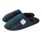 Harris Tweed Unisex Slippers with Fleece Lining Blue Navy Fabric - COL119 | Harris Tweed Scotland