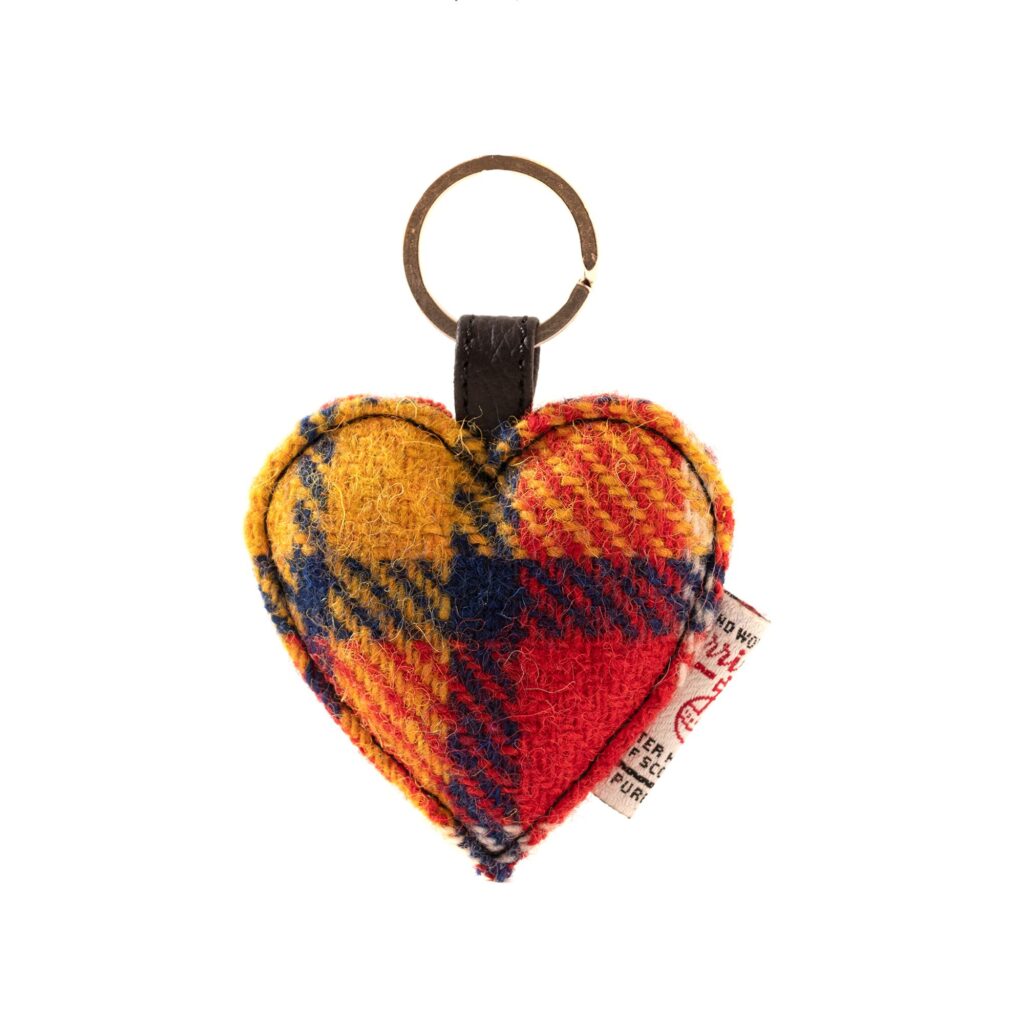 Maccessori Heart Keyring with Harris Tweed - Saffron