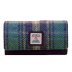 Maccessori Ladies Envelope Purse with Harris Tweed Blue & Purple Plaid Fabric | Harris Tweed Scotland