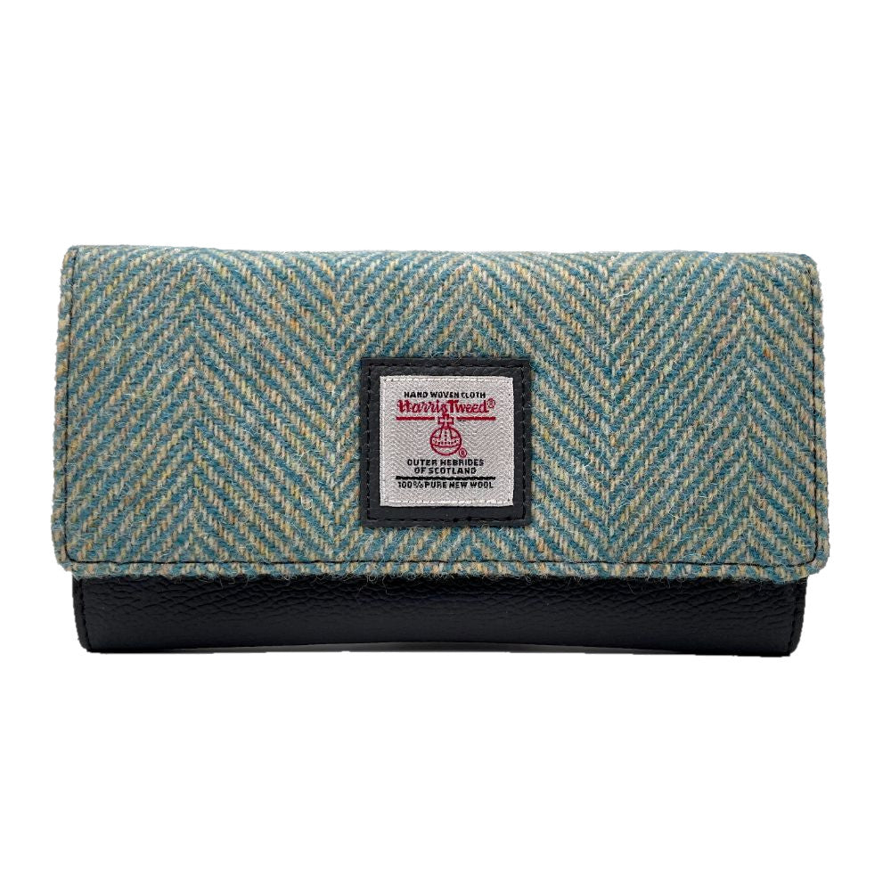 Maccessori Ladies Envelope Purse with Harris Tweed - Turqoise