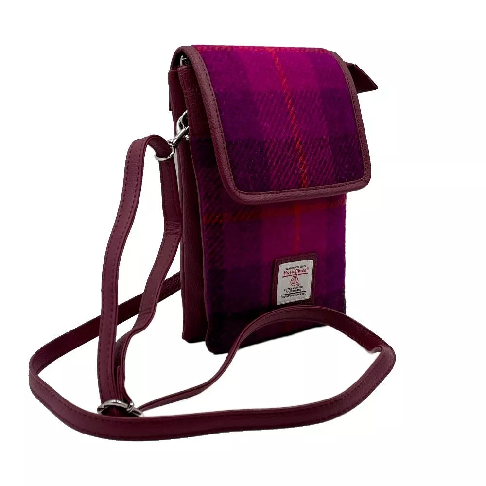 Maccessori Mini Crossbody Bag with Harris Tweed - Purple Check