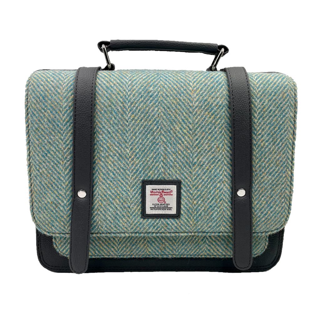 Maccessori Mini Messenger Satchel Bag with Harris Tweed - Turqoise