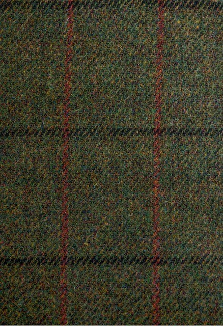Harris Tweed Moss Green Large Windowpane Check Cloth Fabric