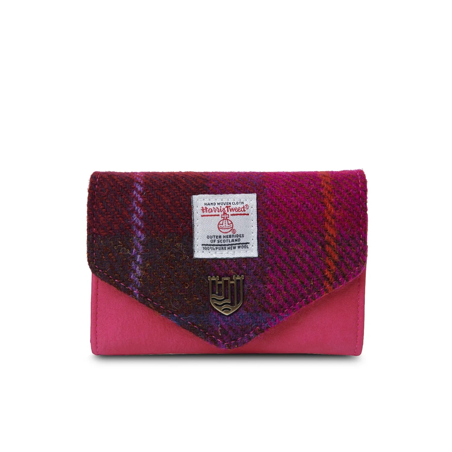 Islander Small Clasp Purse with Harris Tweed - Fuchsia Tartan