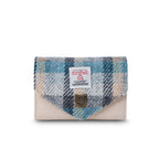 Islander Small Clasp Purse with Harris Tweed Blue & Beige Tartan Fabric | Harris Tweed Scotland