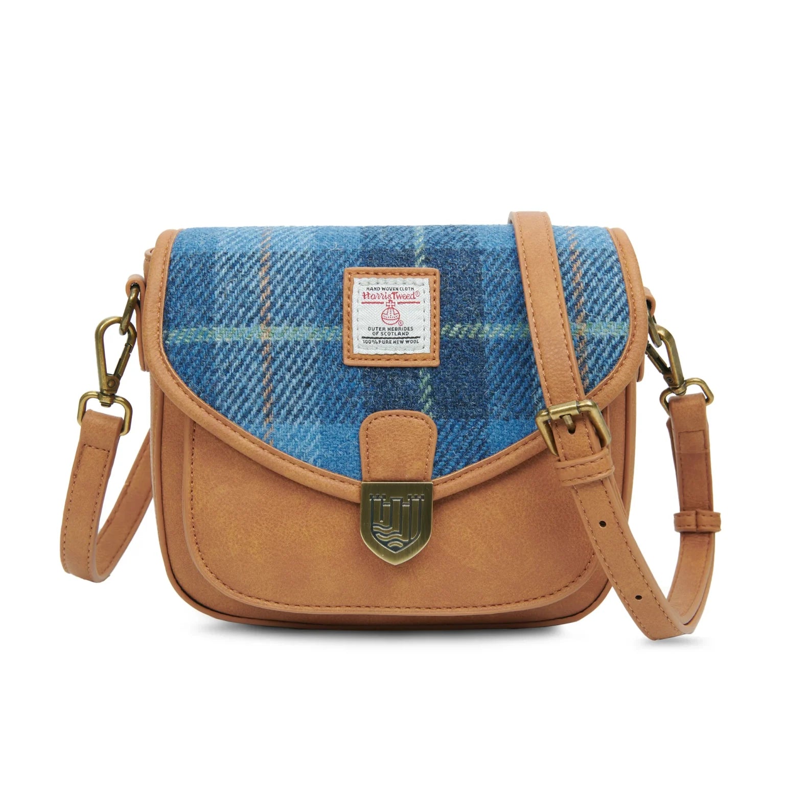 Islander Mini Saddle Bag with Harris Tweed - Blue Tartan