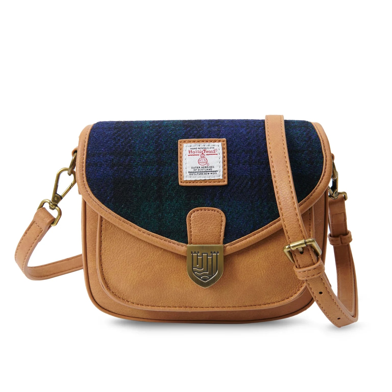 Islander Mini Saddle Bag with Harris Tweed - Black Watch Tartan