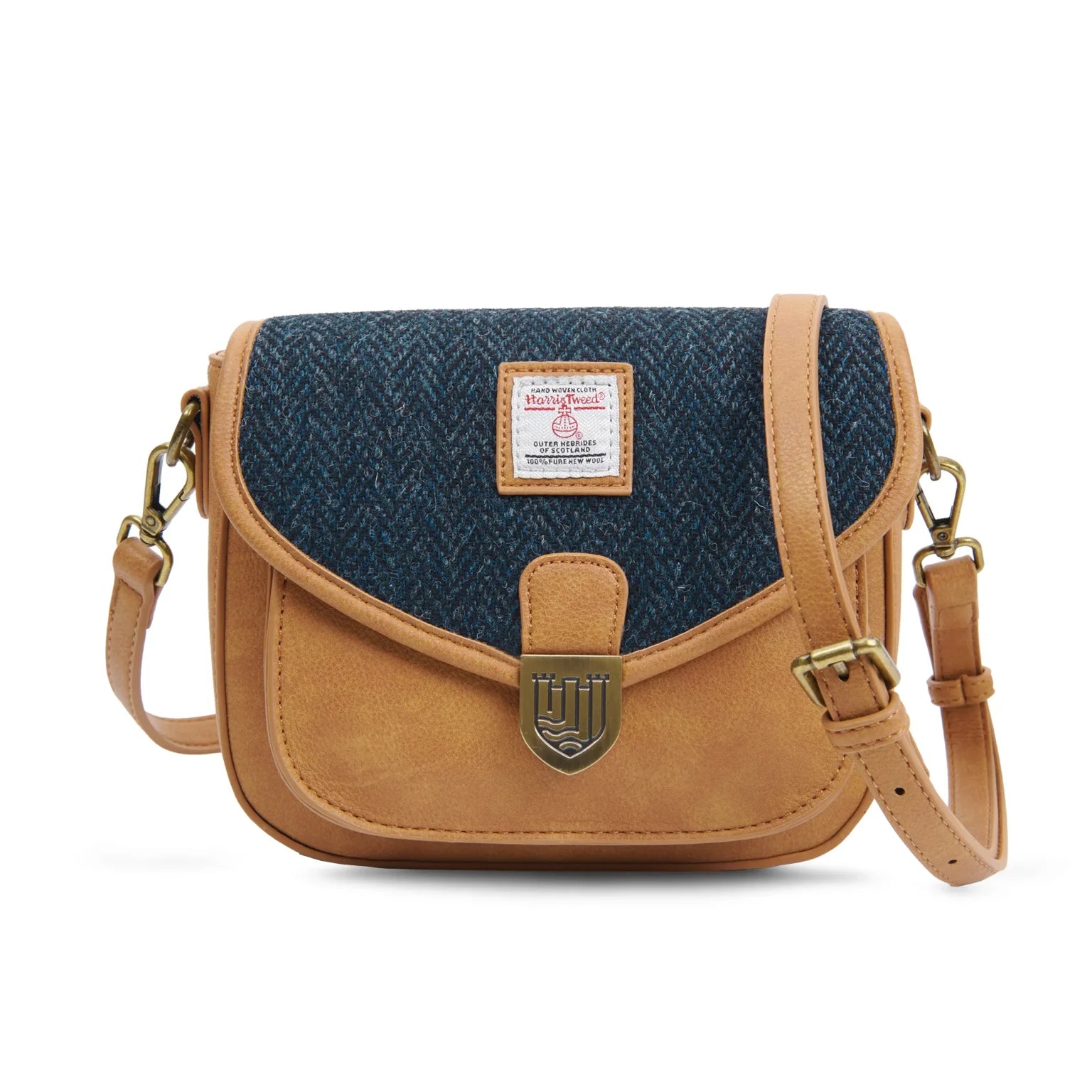 Islander Mini Saddle Bag with Harris Tweed - Navy Herringbone