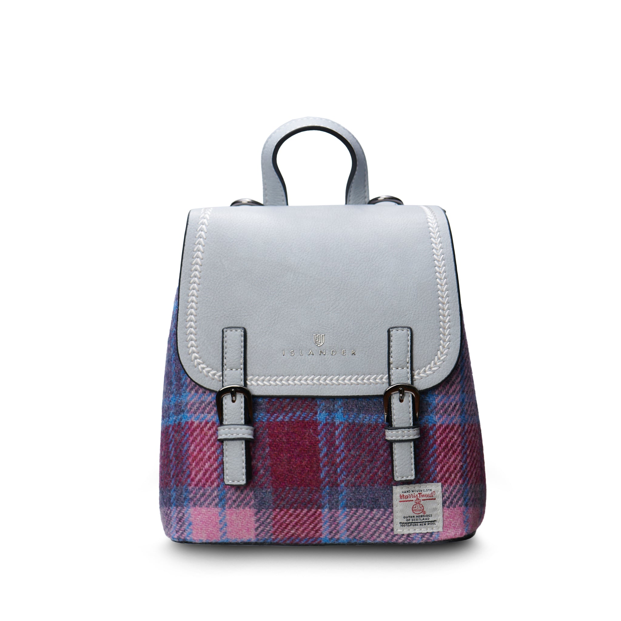 Islander Mini Jura Backpack with Harris Tweed Pink Purple & Blue Tartan