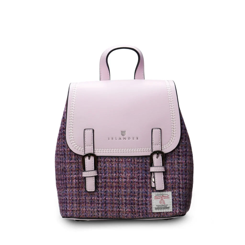 Islander Mini Jura Backpack with Harris Tweed - Violet Mini Dogtooth